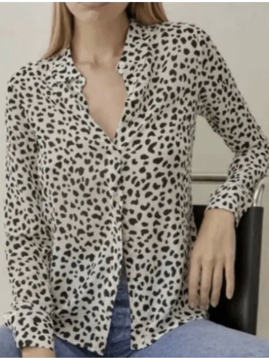 Reformation Tops - Reformation Cream and Black Leopard-Print Button Down Shirt